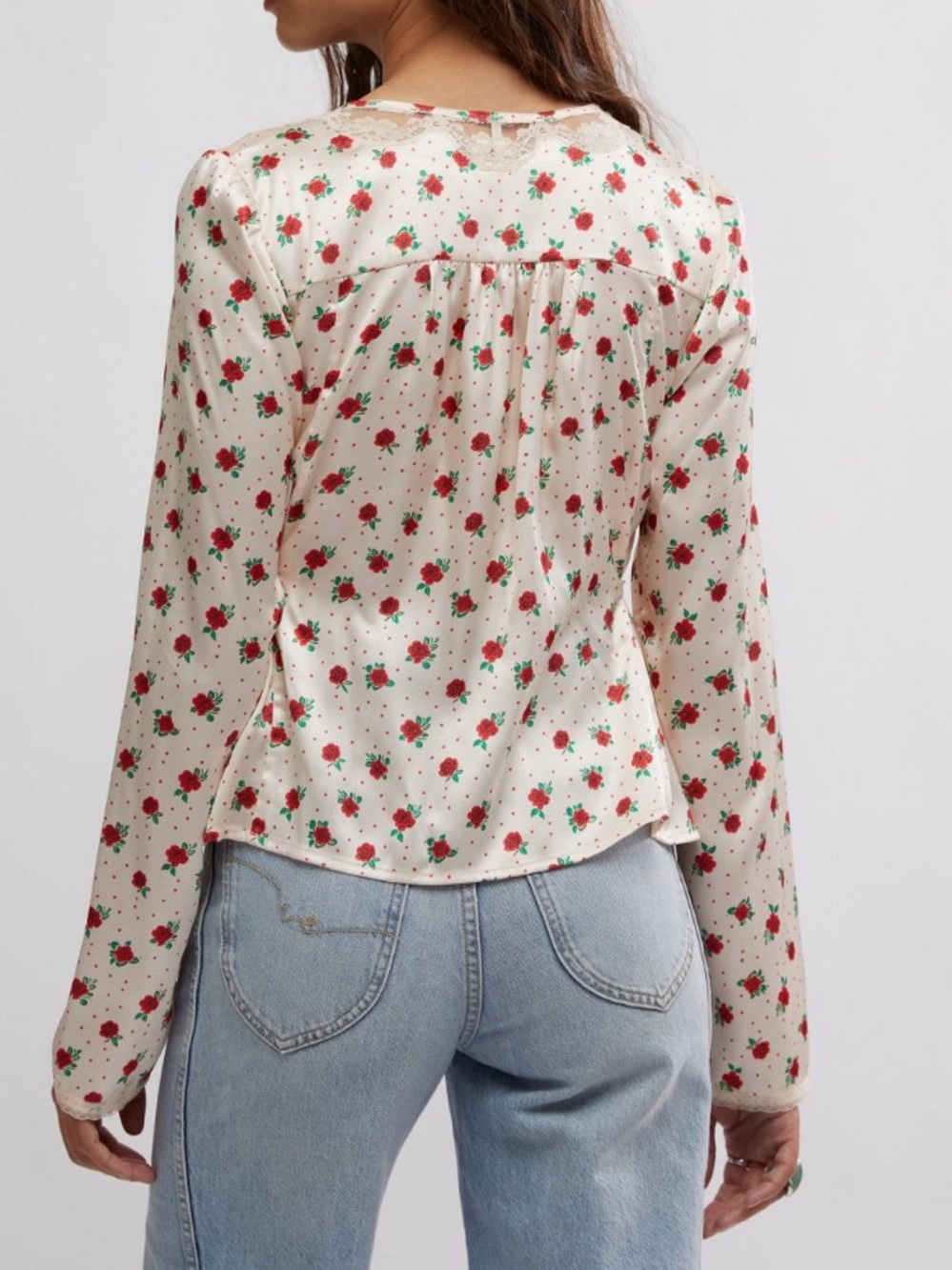 FREE PEOPLE FIELD OF ROSES SATIN TOP XL - Picture 3 of 12